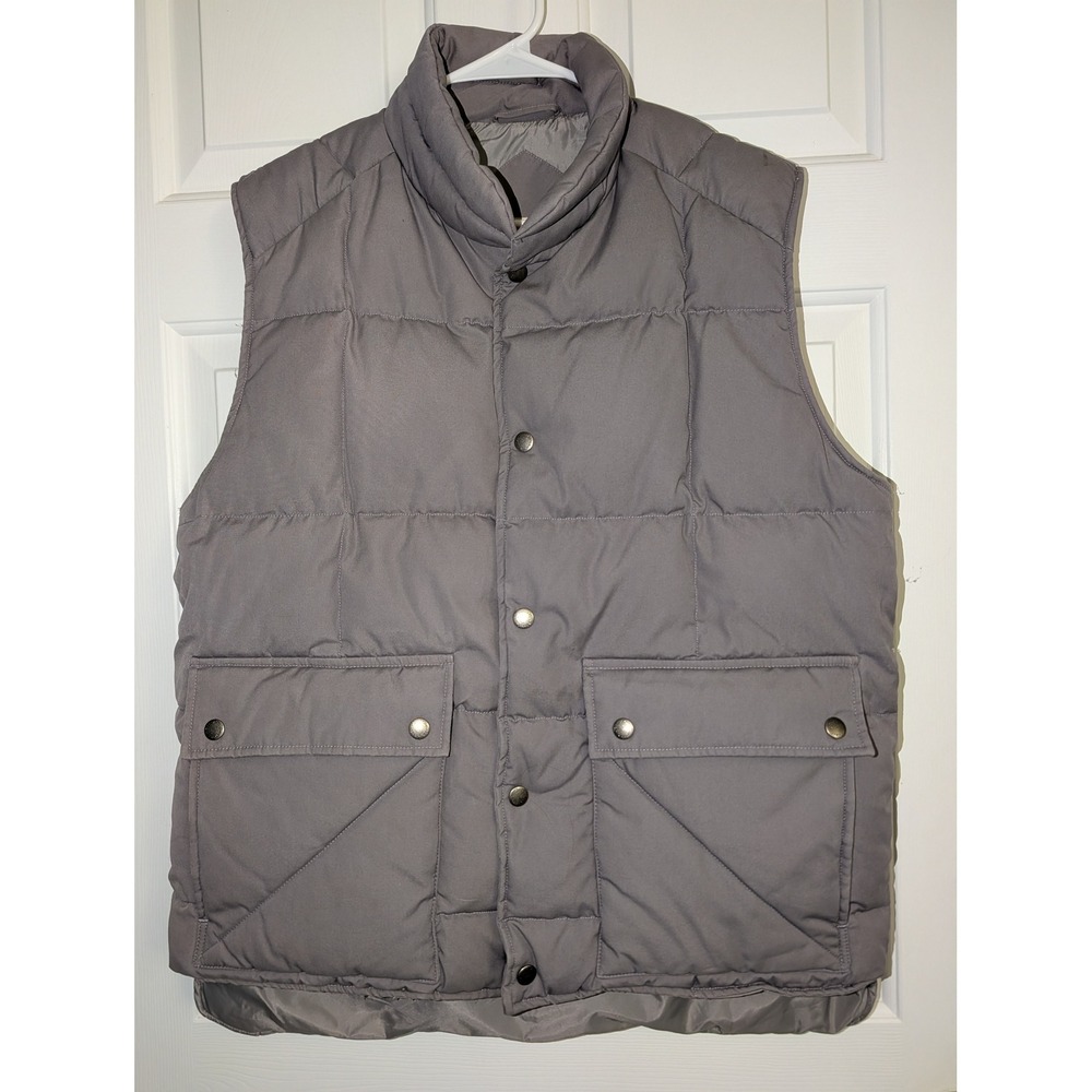 St Johns Bay Men Puffer Vest Gray Down Filled Quilted Vintage L Gorpcore Utility